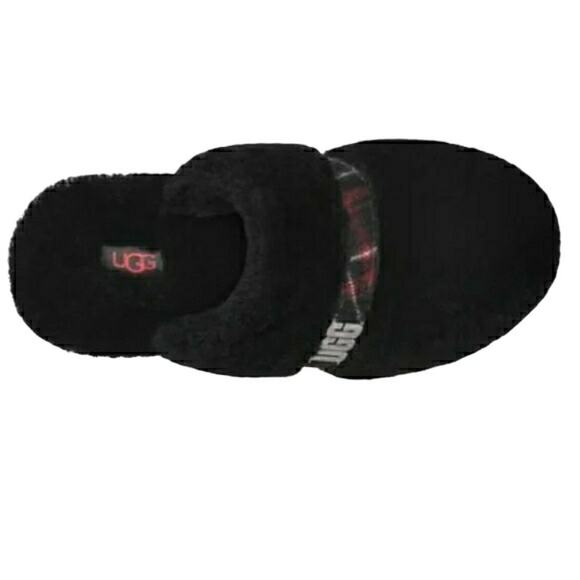 Authentic UGG Dalla Plaid black sheepskin slip on comfy slippers in box Size 10 - Picture 5 of 10